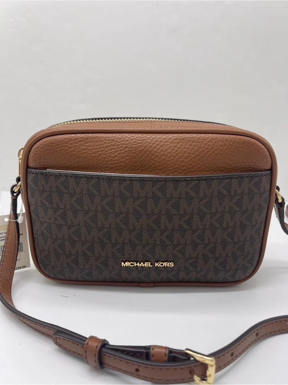 Michael Kors Jet Set Sm Signature Logo Camera Crossbody Xbody Bag Brown  NWT